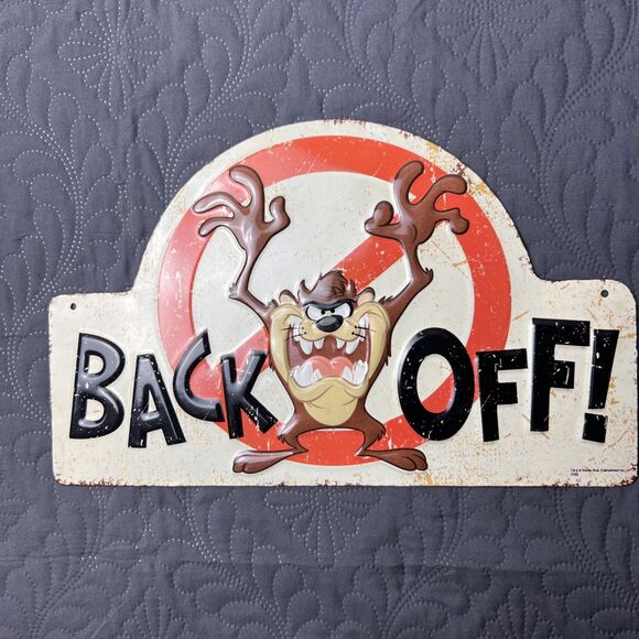 Tasmanian BACK OFF Metal Sign Plaque Open Road Brands 12 x 7.75" Home Decor Gift - Picture 2 of 7